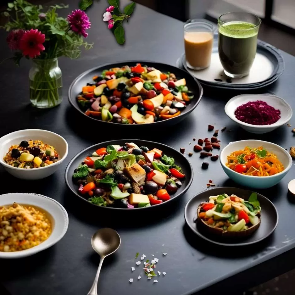 Assorted dishes representing dietary needs - lactose-free, gluten-free, vegan, and vegetarian