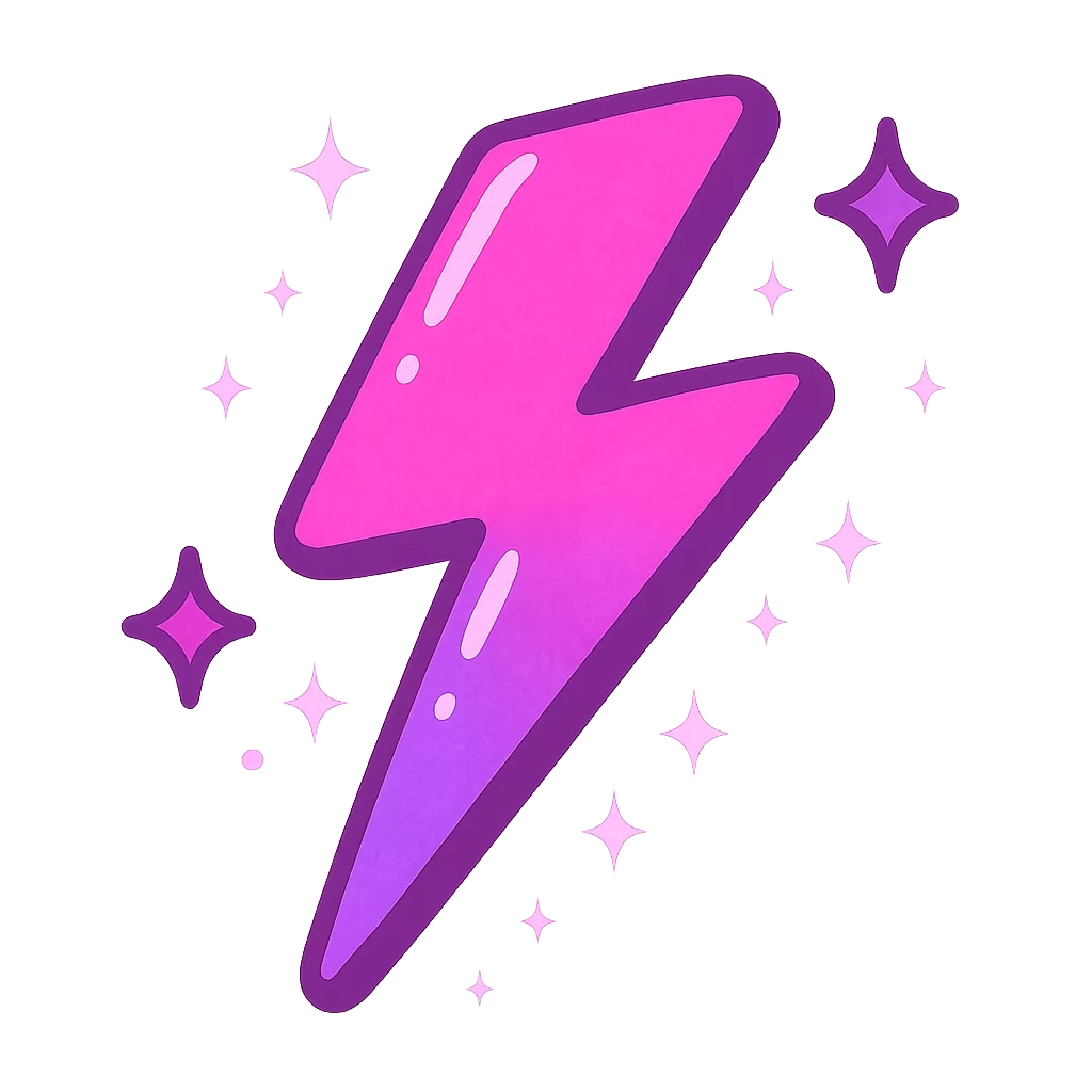 Neon purple-pink lightning bolt with sparkles representing pregnancy “lightning crotch.