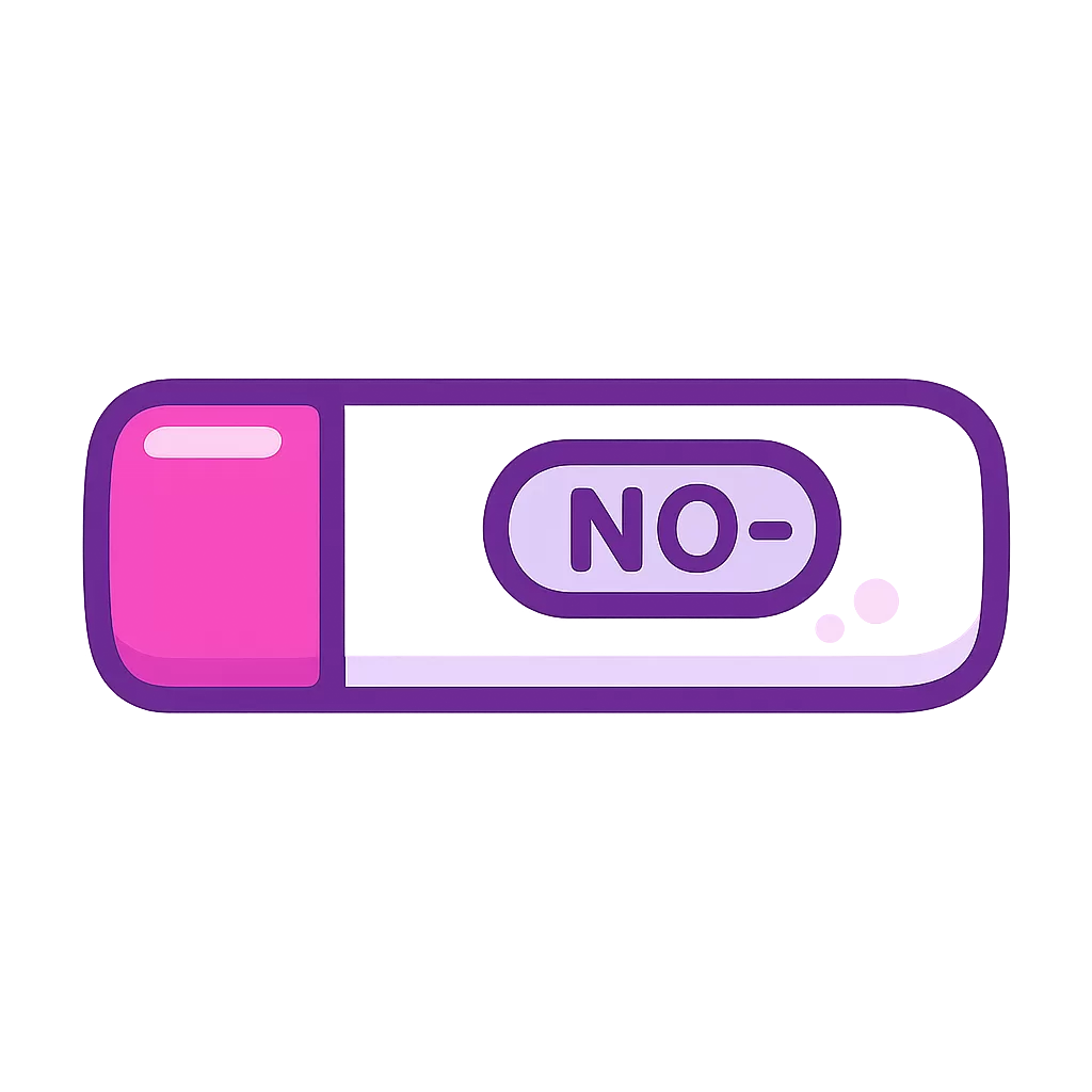 Cute digital pregnancy test sticker with NO result display in Vievacious pink and purple style