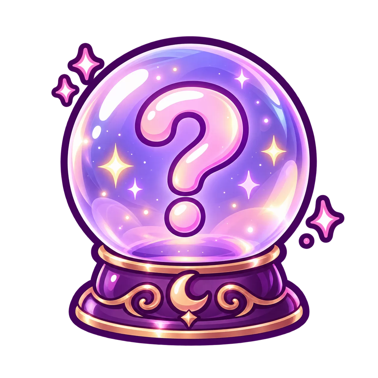 Kawaii crystal ball with a question mark representing uncertainty around 10 DPO BFN success stories